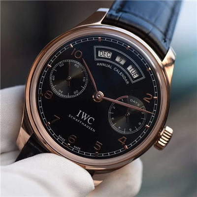 【YL一比一超A高仿手表】万国葡萄牙年历腕表万国年历玫瑰金黑面款