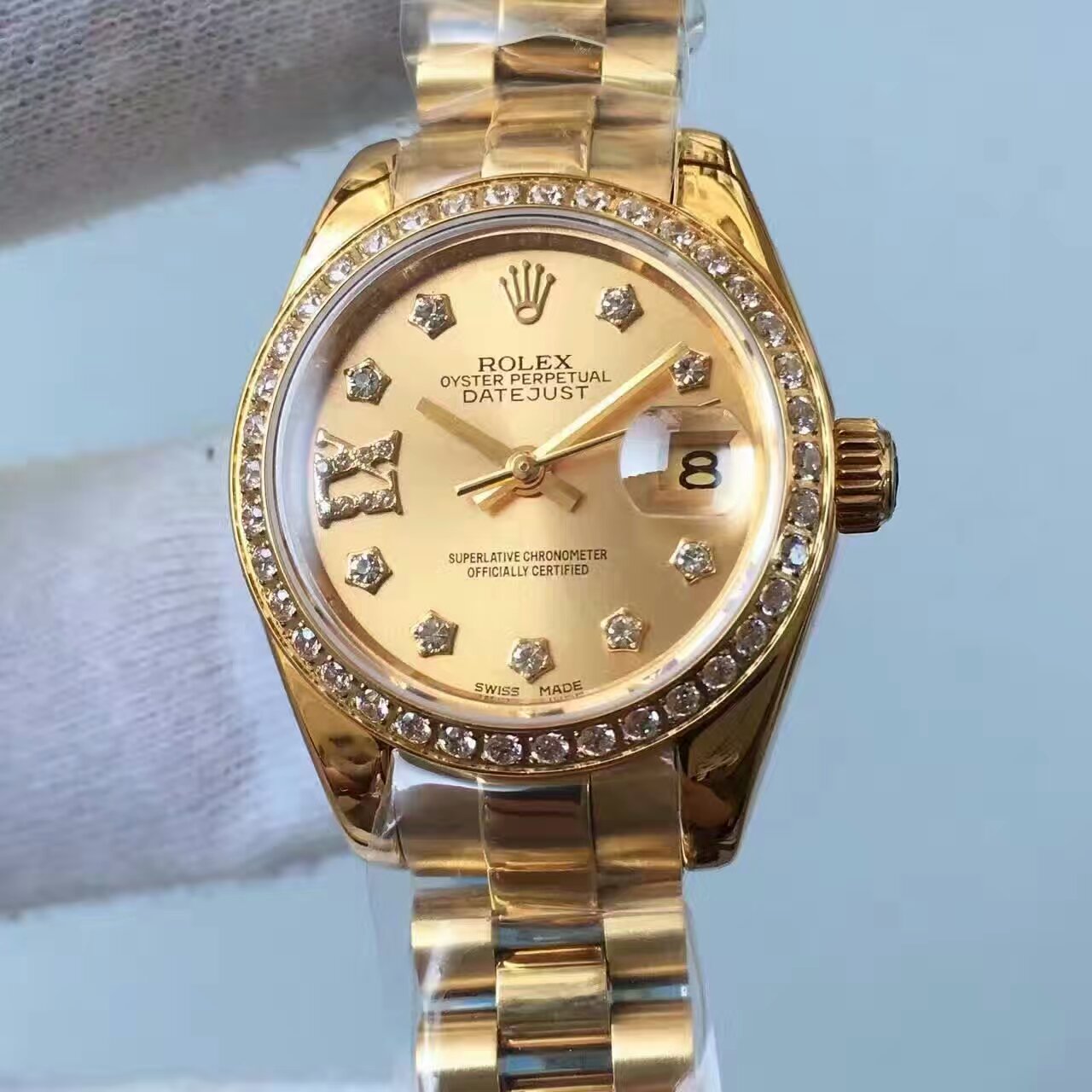 【台湾厂1:1复刻高仿手表】劳力士女装日志型系列279178香槟面表盘女士腕表 / R147