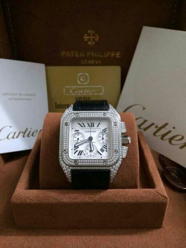 【视频解析】V6厂出品卡地亚山度士高仿W20090X8满钻土豪款腕表 / 卡地亚山度士满钻土豪款