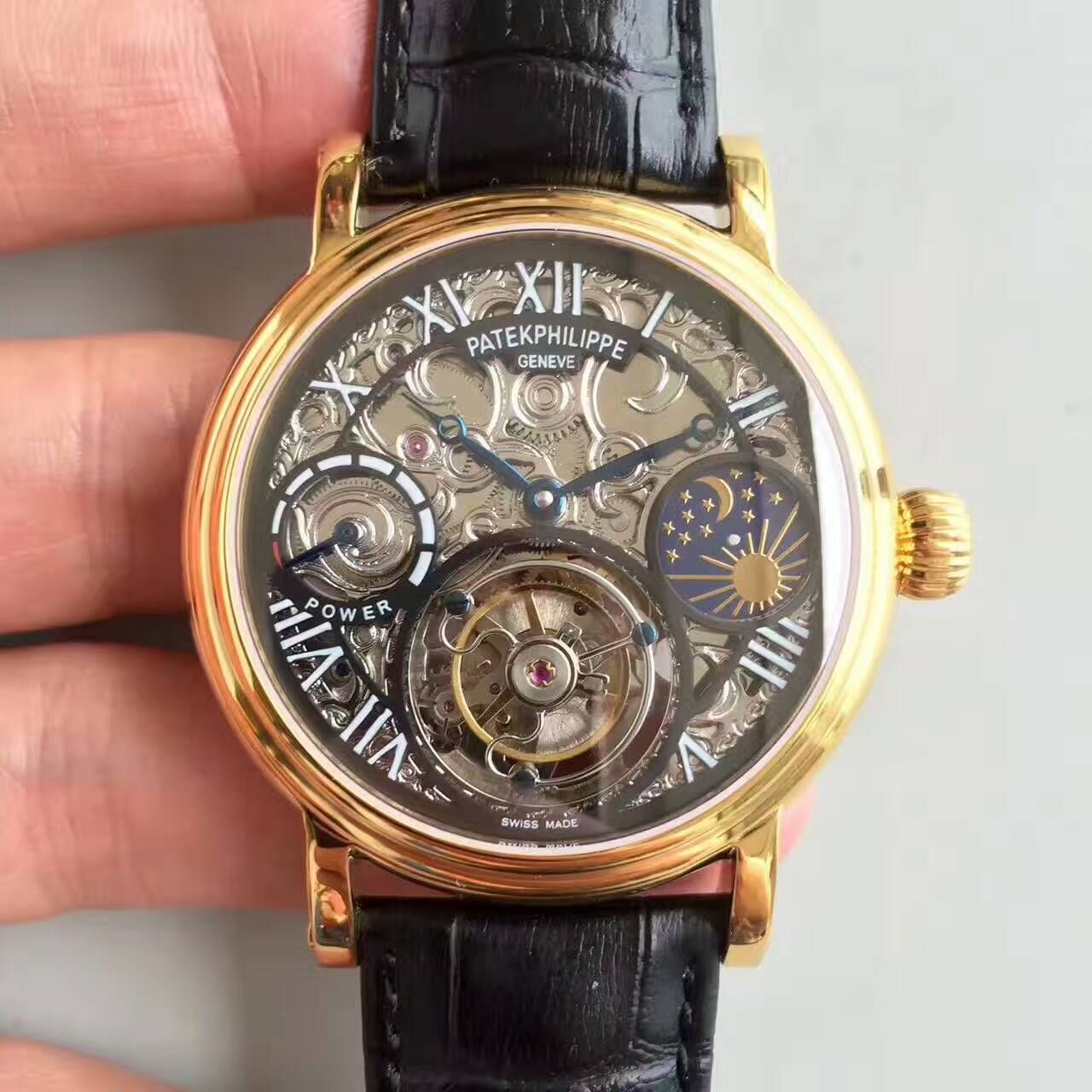 【TF厂一比一高精仿手表】百达翡丽镂空雕花动力星辰真陀飞轮腕表 / BD202