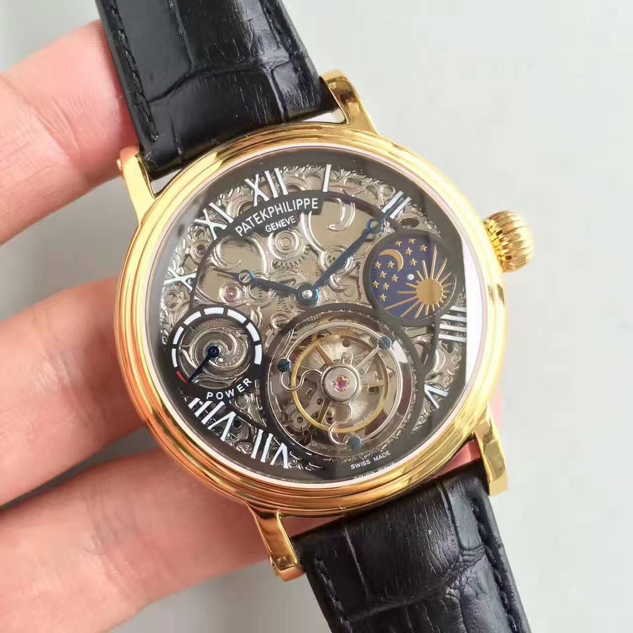 【TF厂一比一高精仿手表】百达翡丽镂空雕花动力星辰真陀飞轮腕表 / BD202