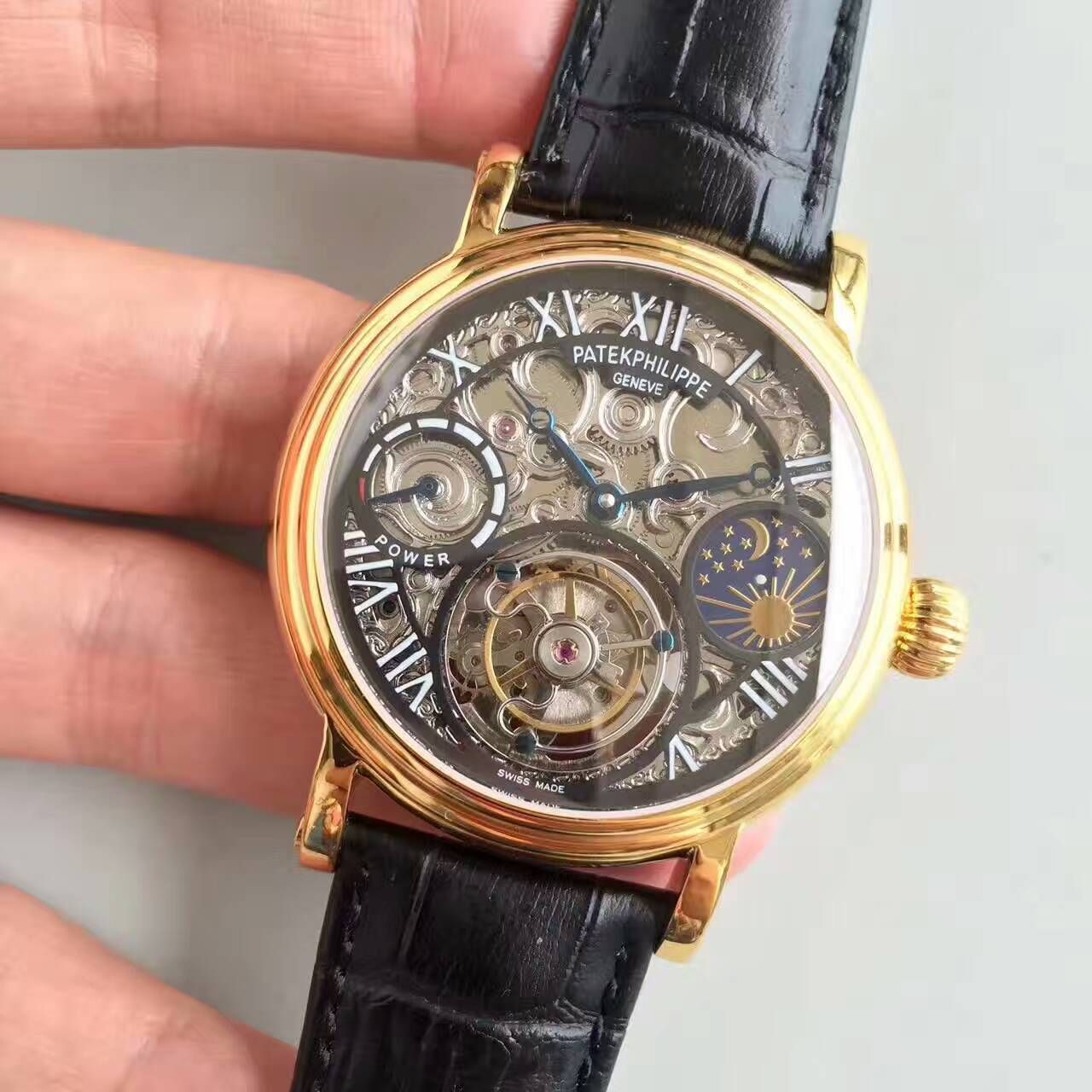 【TF厂一比一高精仿手表】百达翡丽镂空雕花动力星辰真陀飞轮腕表 / BD202