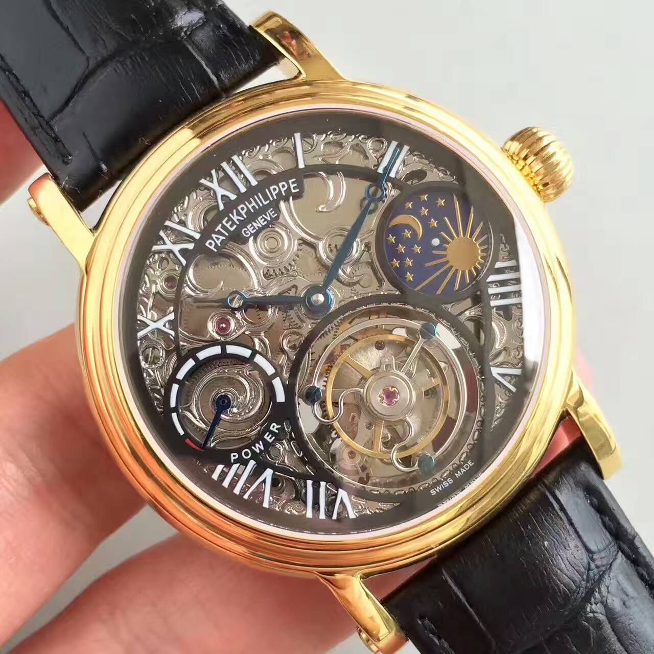 【TF厂一比一高精仿手表】百达翡丽镂空雕花动力星辰真陀飞轮腕表 / BD202