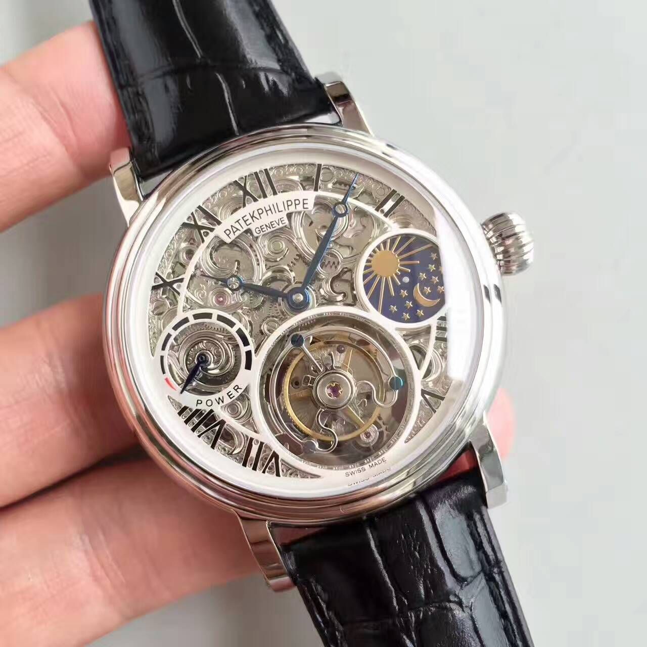 【TF厂一比一高精仿手表】百达翡丽镂空雕花动力星辰真陀飞轮腕表 / BD202