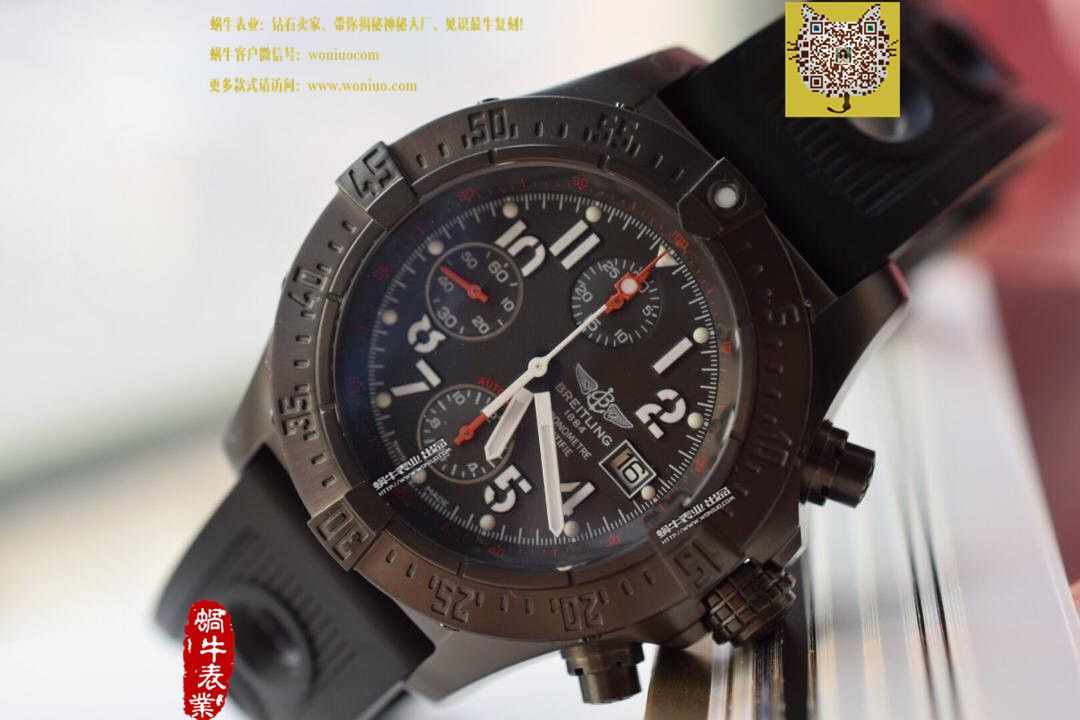 【实物图鉴赏】NOOB厂1:1复刻手表之百年灵复仇者系列黑钢表壳黑面表盘橡胶表带腕表 / BL015.0