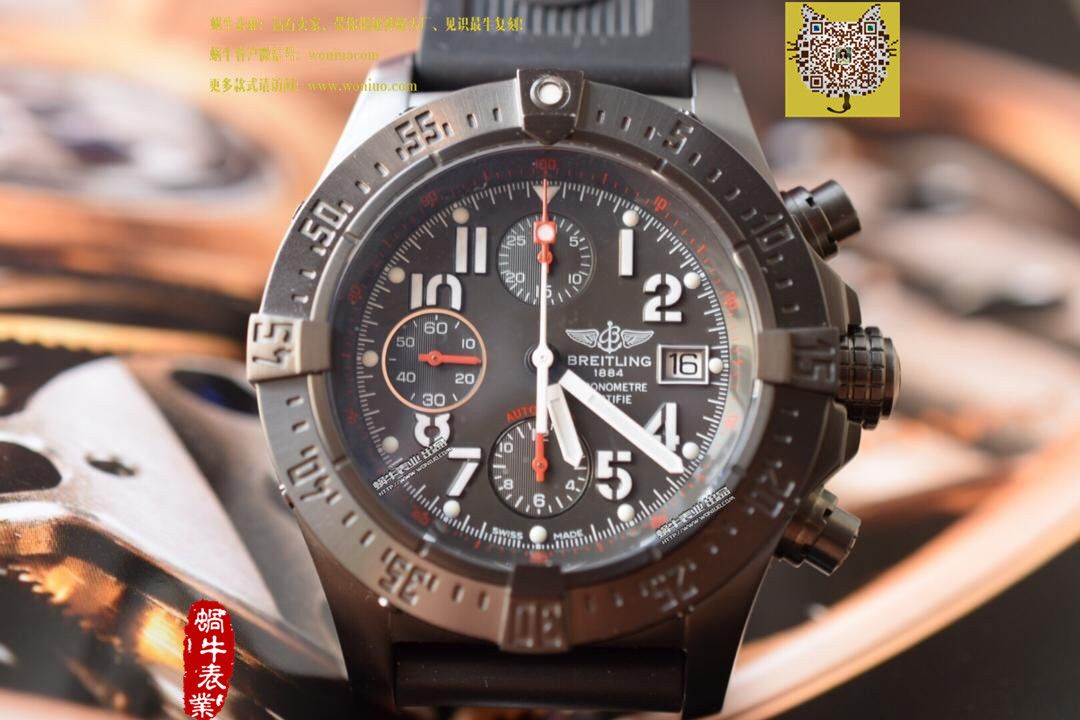 【实物图鉴赏】NOOB厂1:1复刻手表之百年灵复仇者系列黑钢表壳黑面表盘橡胶表带腕表 / BL015.0