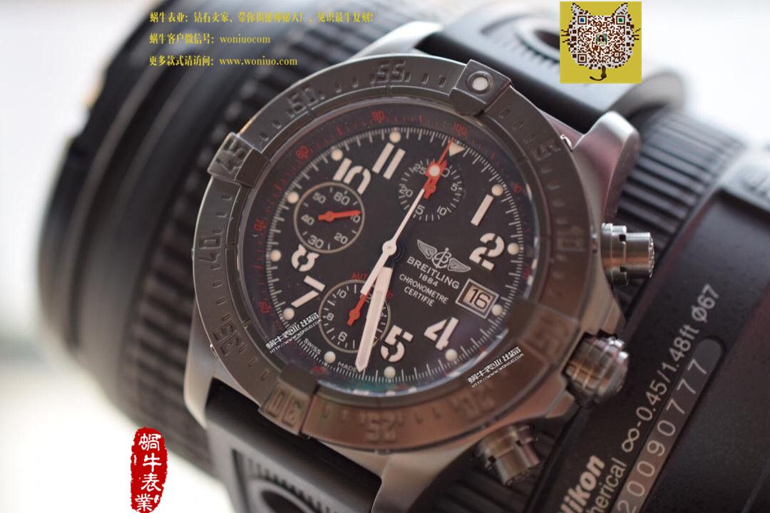 【实物图鉴赏】NOOB厂1:1复刻手表之百年灵复仇者系列黑钢表壳黑面表盘橡胶表带腕表 / BL015.0