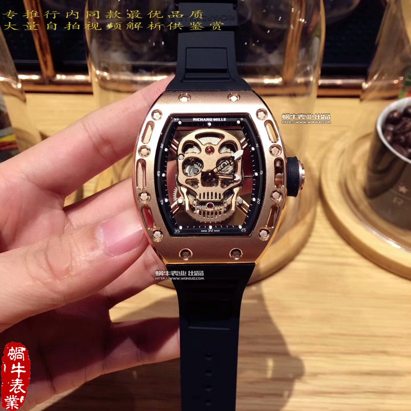 【KV厂一比一超A高仿手表】理查德.米勒男士系列RM 052 金面骷髅头腕表 / RM 052