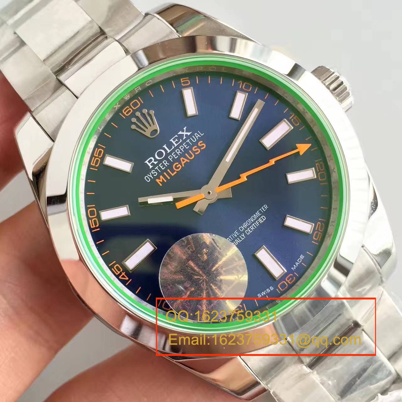 【JF厂1:1高精仿手表】劳力士MILGAUSS系列116400-GV-72400蓝盘腕表《蓝面闪电》 / R001