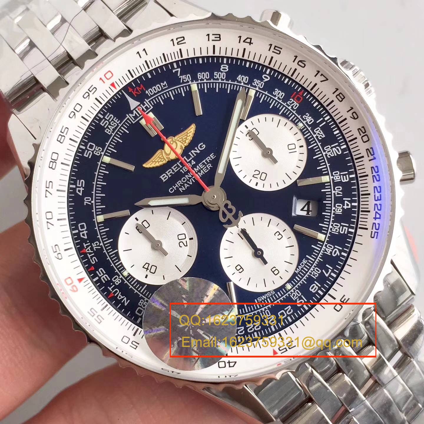 【JF厂一比一复刻高仿手表】百年灵航空计时系列“太阳的后裔”-蓝面表盘-Navitimer航空精钢表链腕表 / BL017