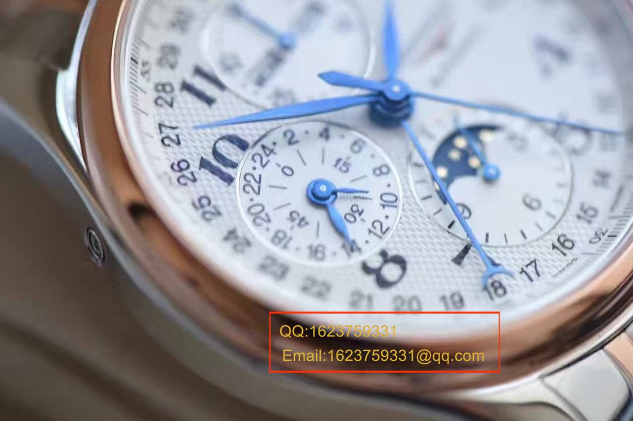 【视频评测YL厂1:1超A高仿手表】浪琴LONGINES名匠系列L2.673.8.78.3月相腕表《间金表带》 / LQ022