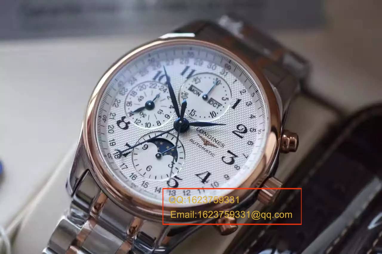 【视频评测YL厂1:1超A高仿手表】浪琴LONGINES名匠系列L2.673.8.78.3月相腕表《间金表带》 / LQ022