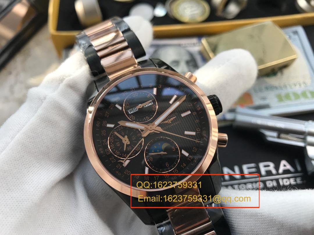 【视频评测YL厂一比一超A高仿手表】浪琴康铂旗舰版黑面间金版男表 