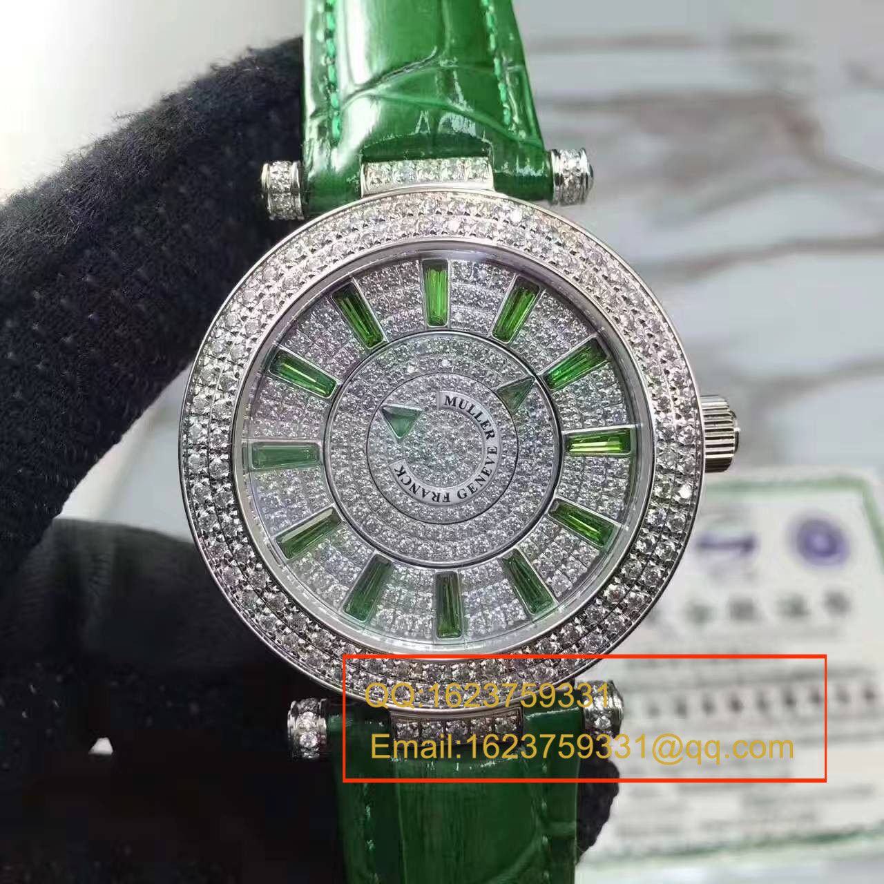 法兰克.穆勒DOUBLE MYSTERY系列42 DM D2R CD 白盘绿面表带女士腕表 / FLBF015