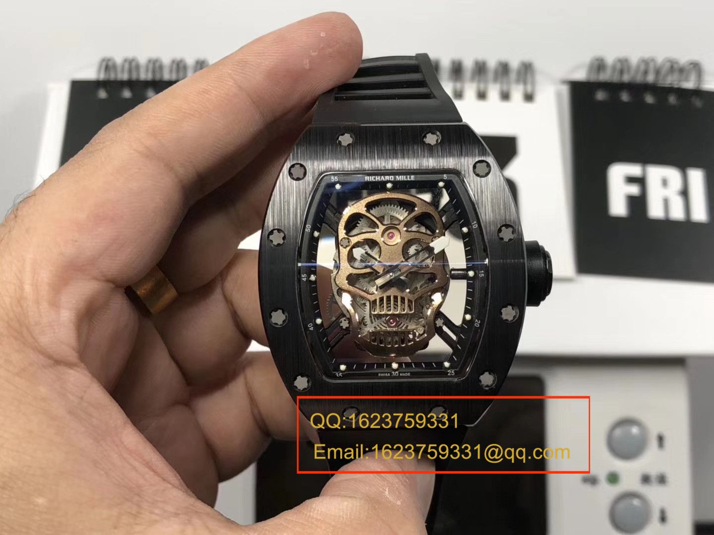 【KV厂一比一超A高仿手表】理查德.米勒男士系列RM 52-01潘玮柏同款金面骷髅头腕表 / RM 52-01
