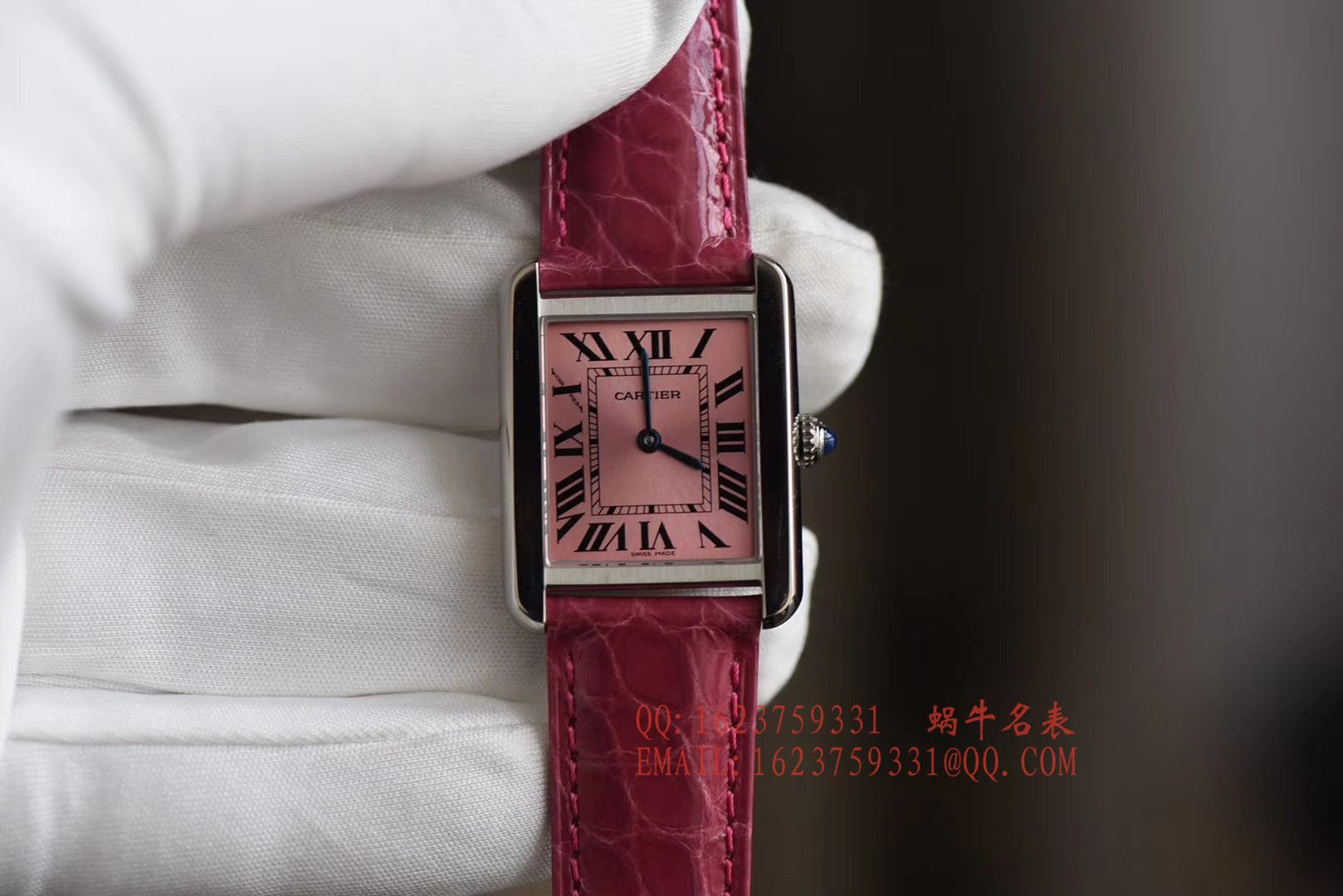 【独家视频测评K11厂一比一超A高仿手表】卡地亚坦克系列 W5200000 粉面女士石英腕表 / KAD008