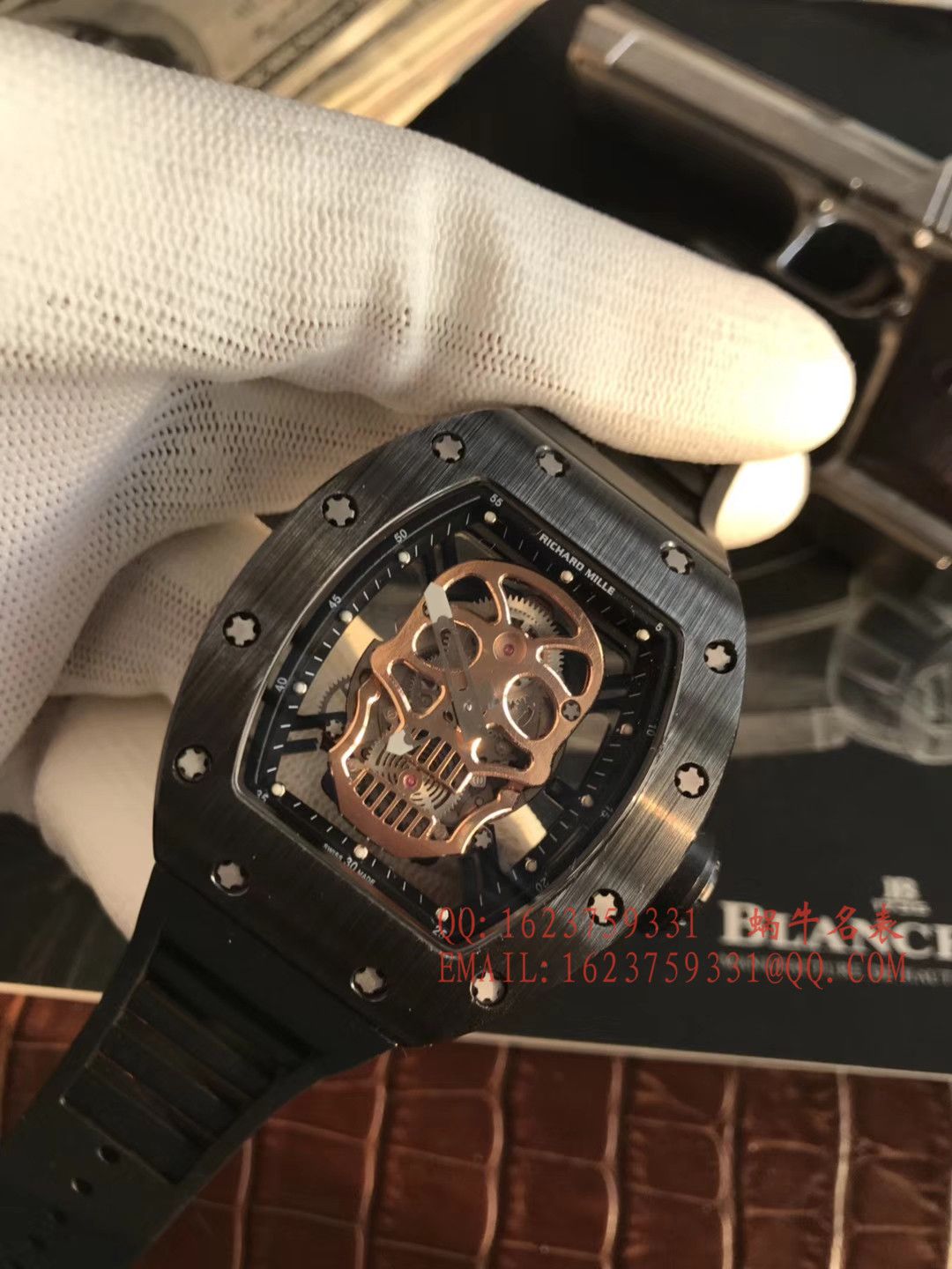 【KV厂一比一超A高仿手表】理查德.米勒男士系列RM 52-01潘玮柏同款金面骷髅头腕表 / RM 52-01
