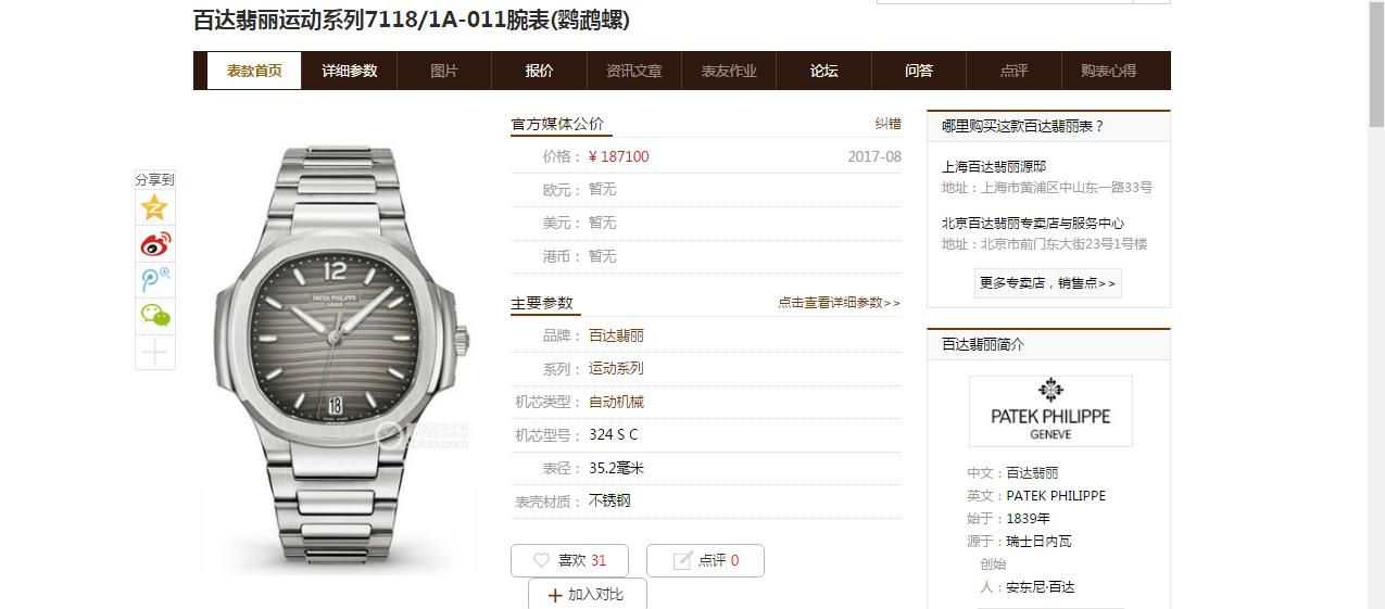 【PF一比一超A高仿手表】百达翡丽运动系列7118/1A-011女士腕表(鹦鹉螺) / BD222