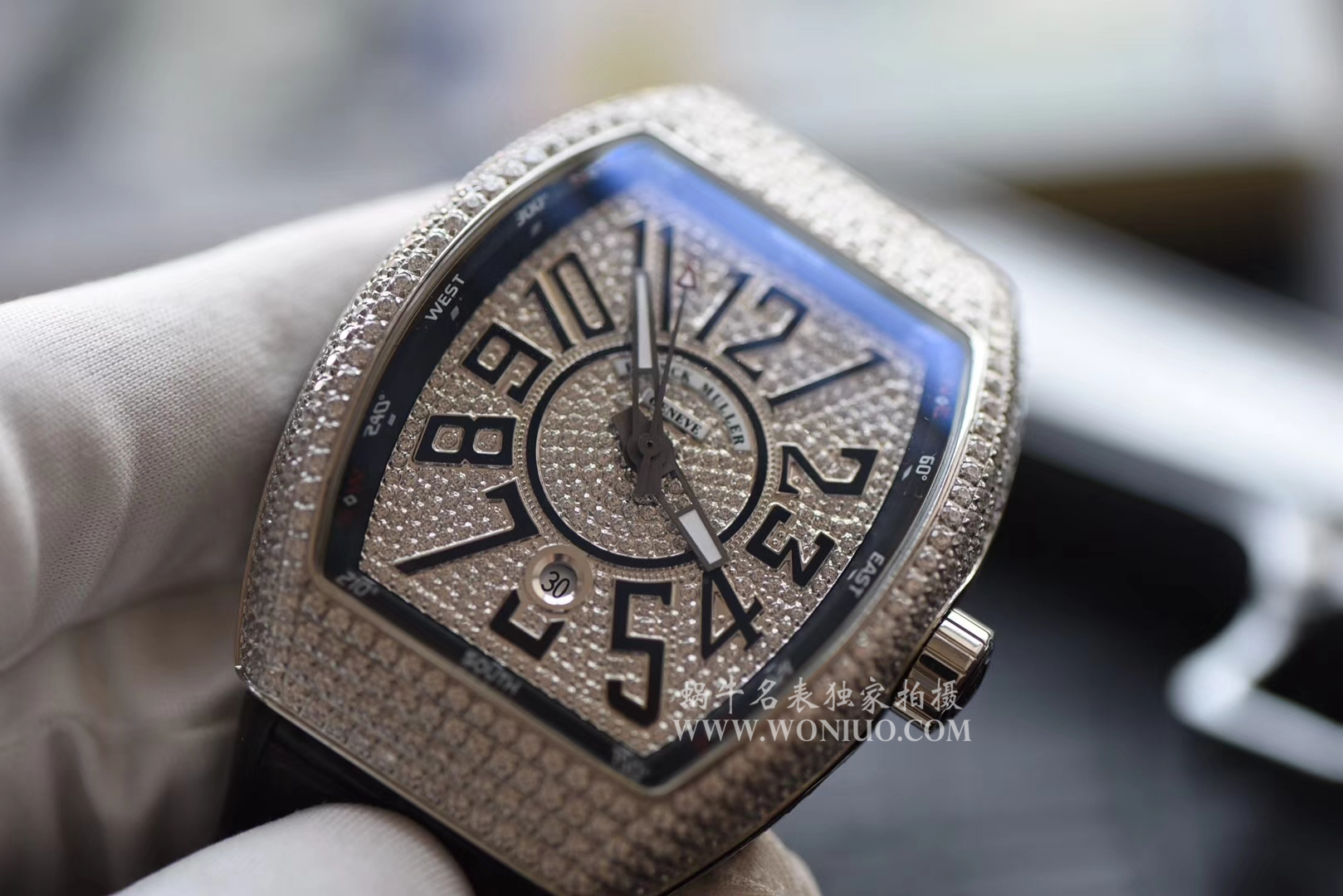 【FM一比一超A高仿手表】法兰克穆勒VANGUARD系列Vanguard Lady 白金钻石腕錶腕表 / 法穆兰FL013