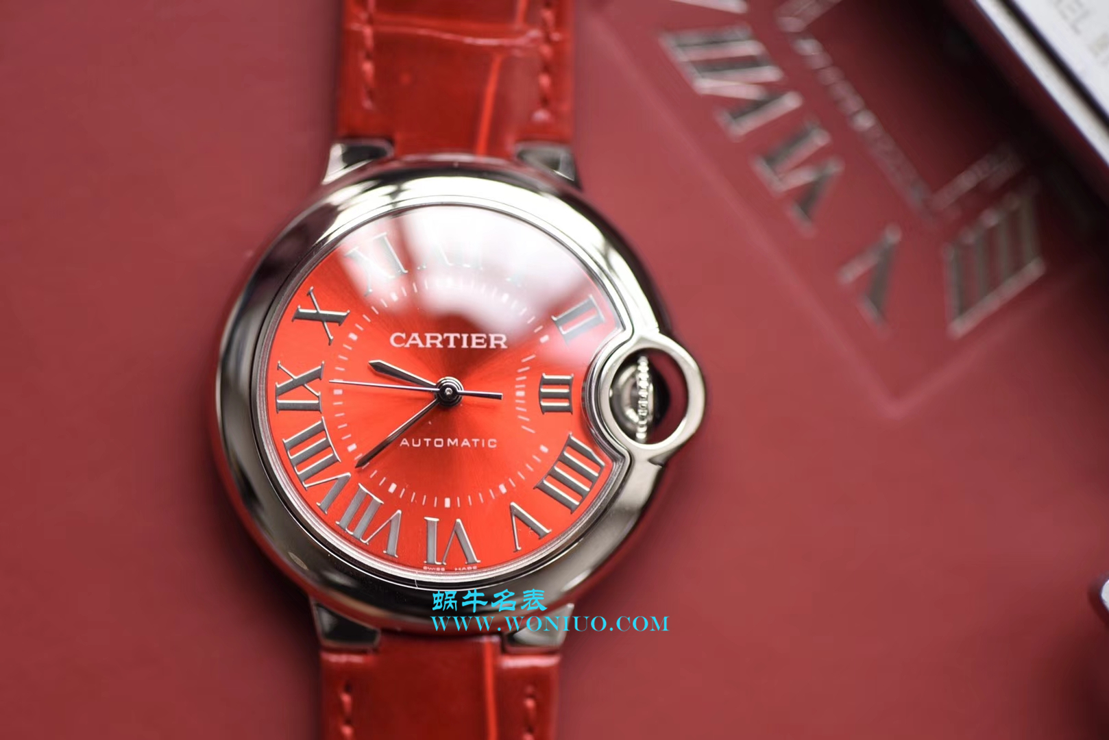 【V6一比一超A高仿手表】卡地亚蓝气球系列WSBB0022女士33毫米机械中国红特别版腕表 / K147