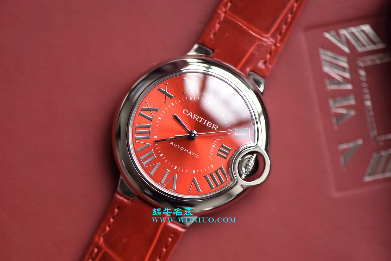 【V6一比一超A高仿手表】卡地亚蓝气球系列WSBB0022女士33毫米机械中国红特别版腕表 / K147