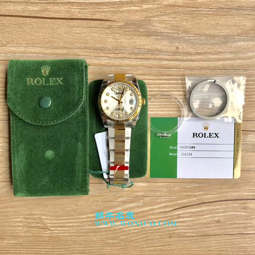 【DJ一比一超高仿手表】劳力士36日志型系列116233、116203、116233黑盘镶钻蚝式表带腕表 / R069