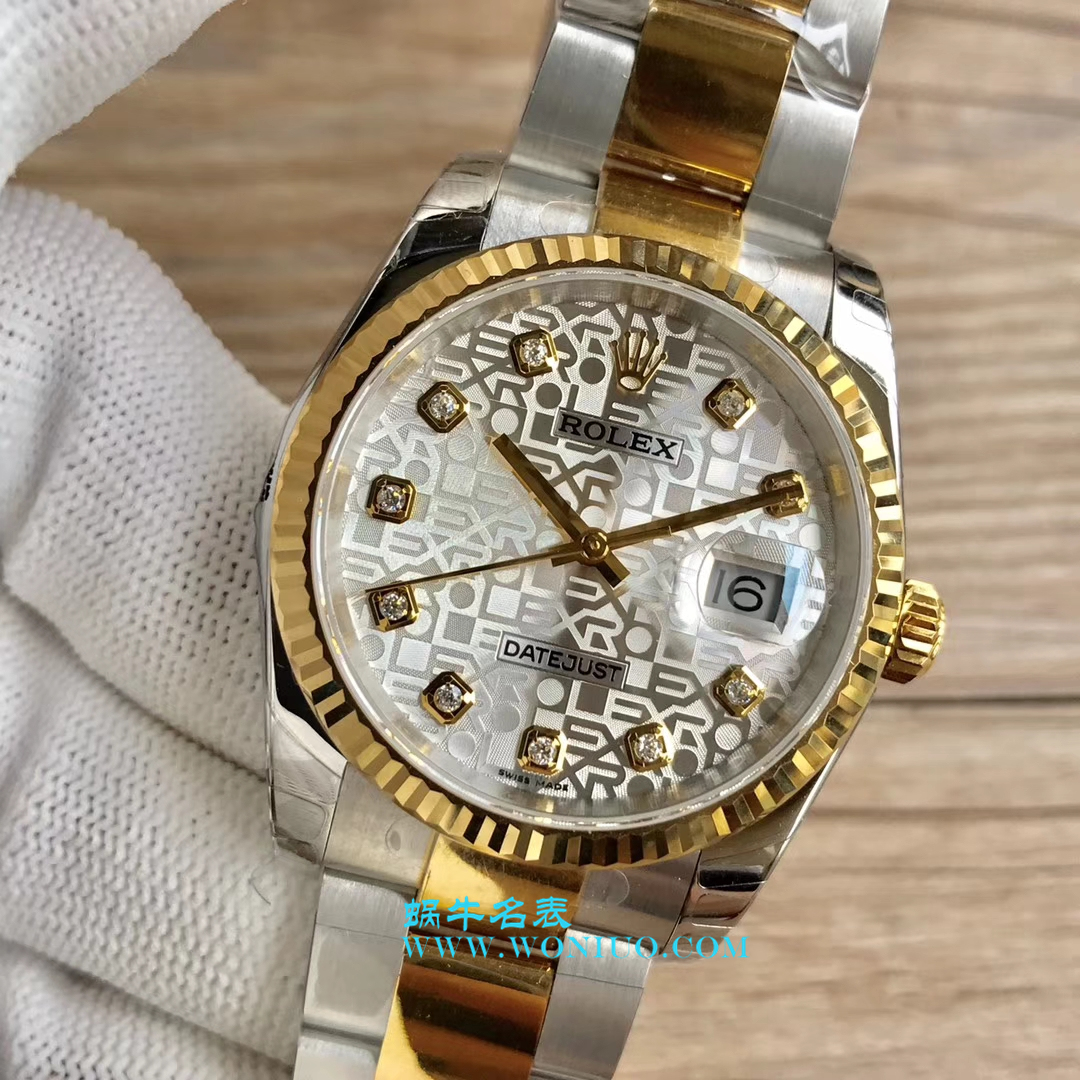 【DJ一比一超高仿手表】劳力士36日志型系列116233、116203、116233黑盘镶钻蚝式表带腕表 / R069