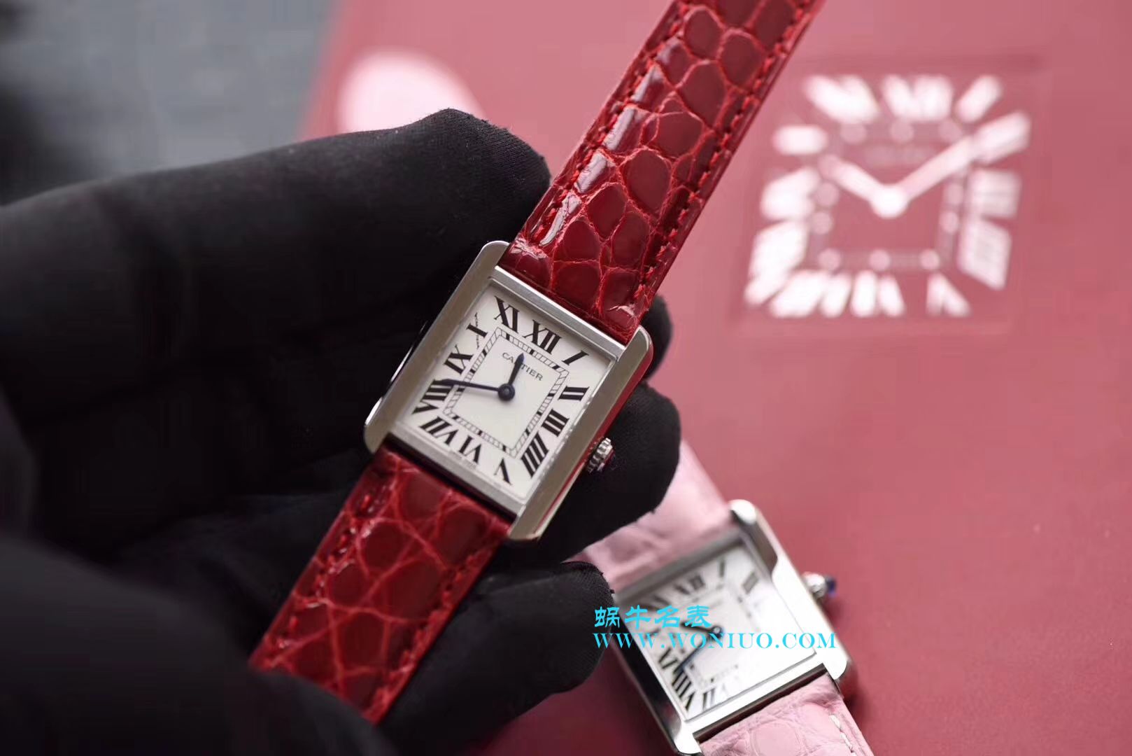 【独家视频测评K11厂一比一超A高仿手表】卡地亚坦克系列 W5200000 粉面女士石英腕表 / KAD008