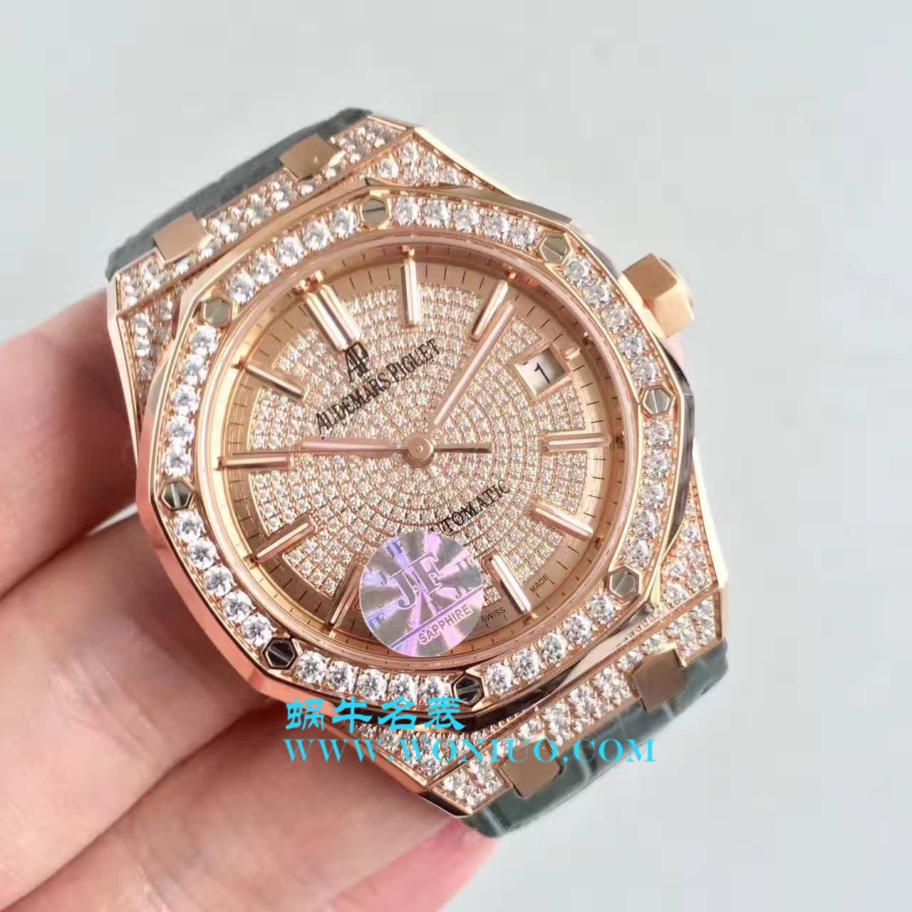 【视频评测JF厂1:1顶级复刻高仿手表】爱彼满天星皇家橡树系列15452BC.ZZ.D019CR.01，15402OR.ZZ.D003CR.01男女通用满钻腕表 / AP108