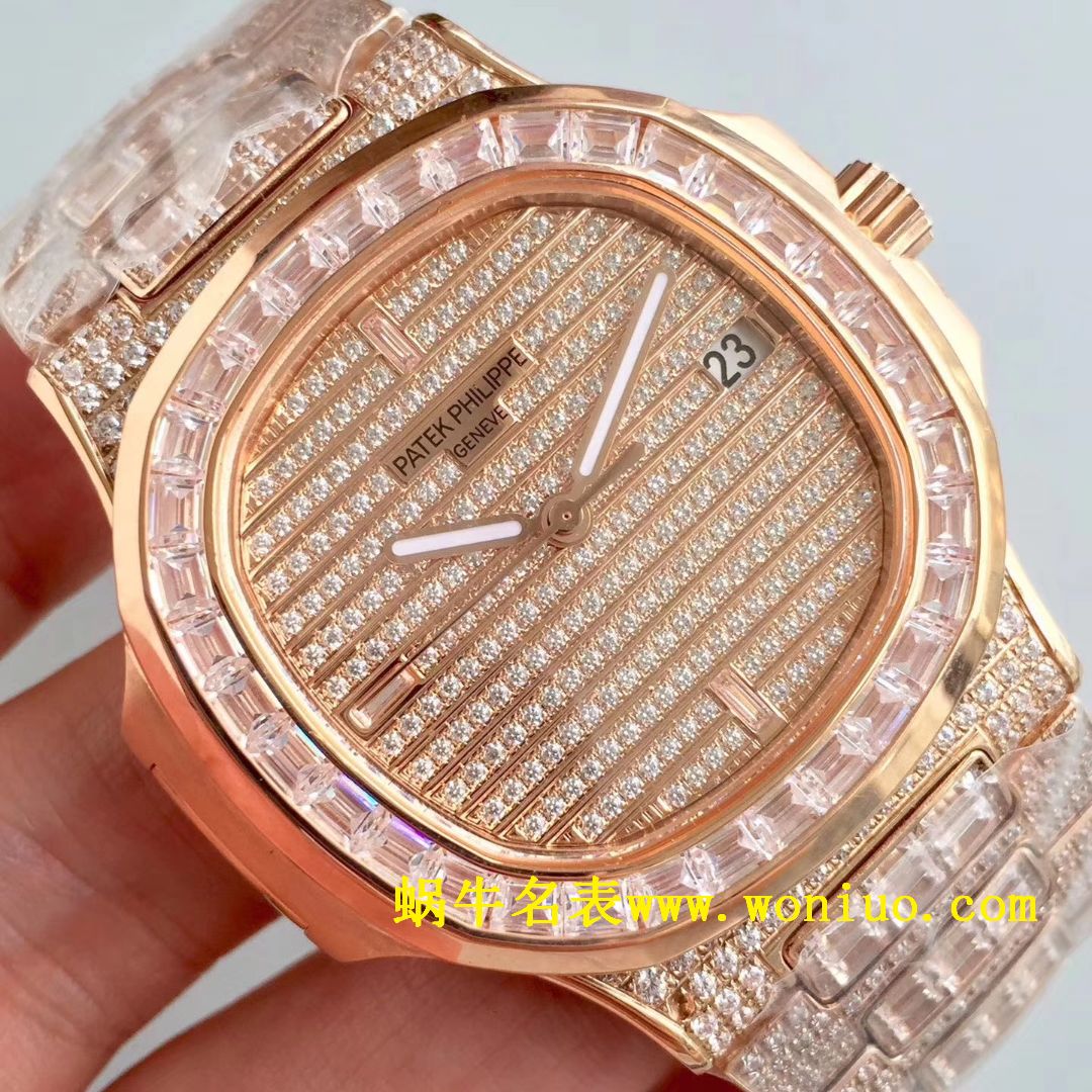 DM新品 百达翡丽复刻高仿满天星 方钻 运动系列鹦鹉螺5719/1G-001 / BD225