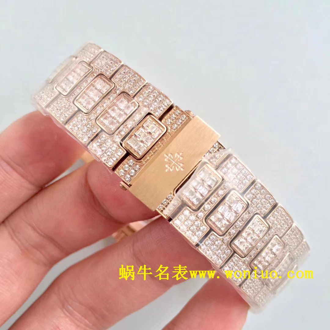 DM新品 百达翡丽复刻高仿满天星 方钻 运动系列鹦鹉螺5719/1G-001 / BD225