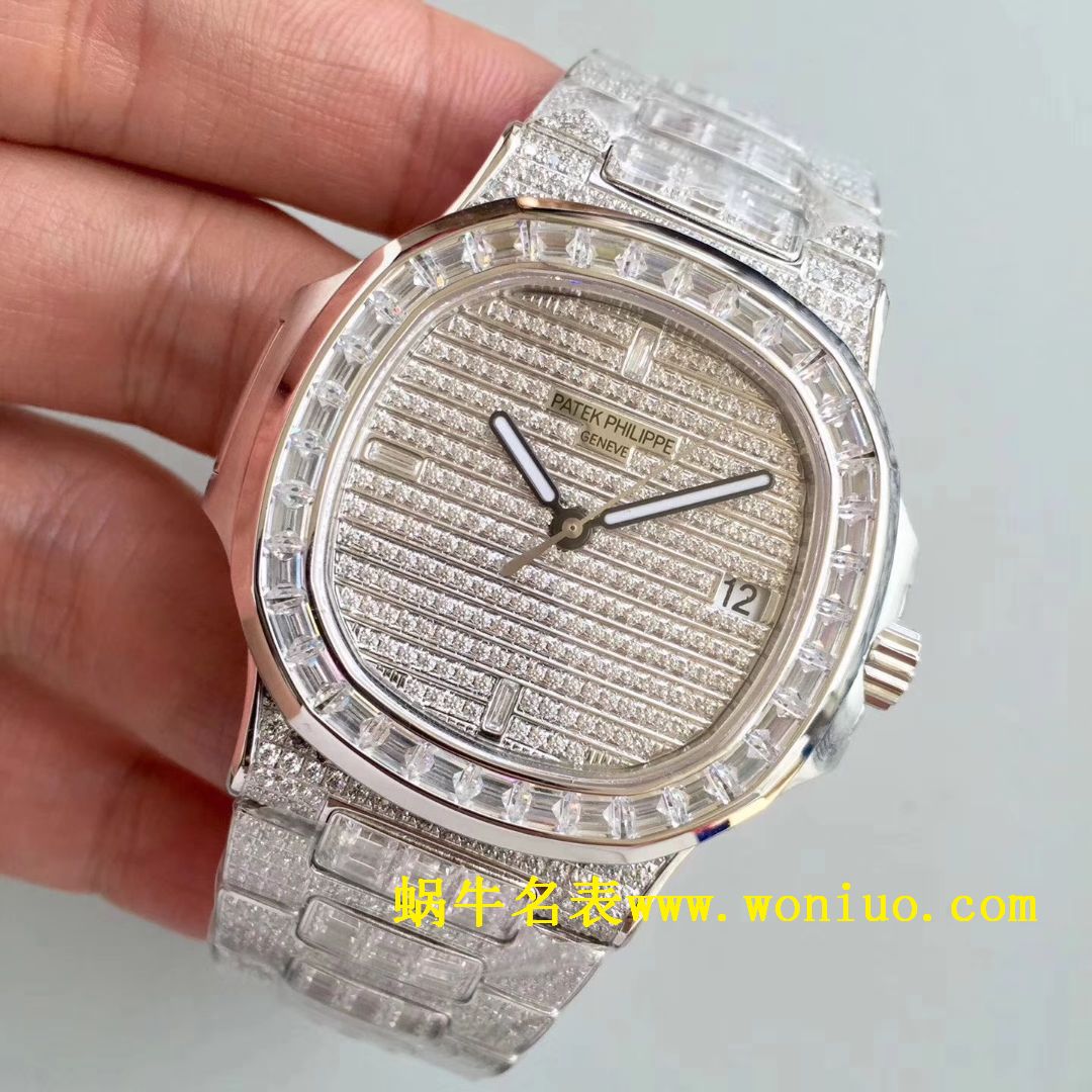 DM新品 百达翡丽复刻高仿满天星 方钻 运动系列鹦鹉螺5719/1G-001 / BD225