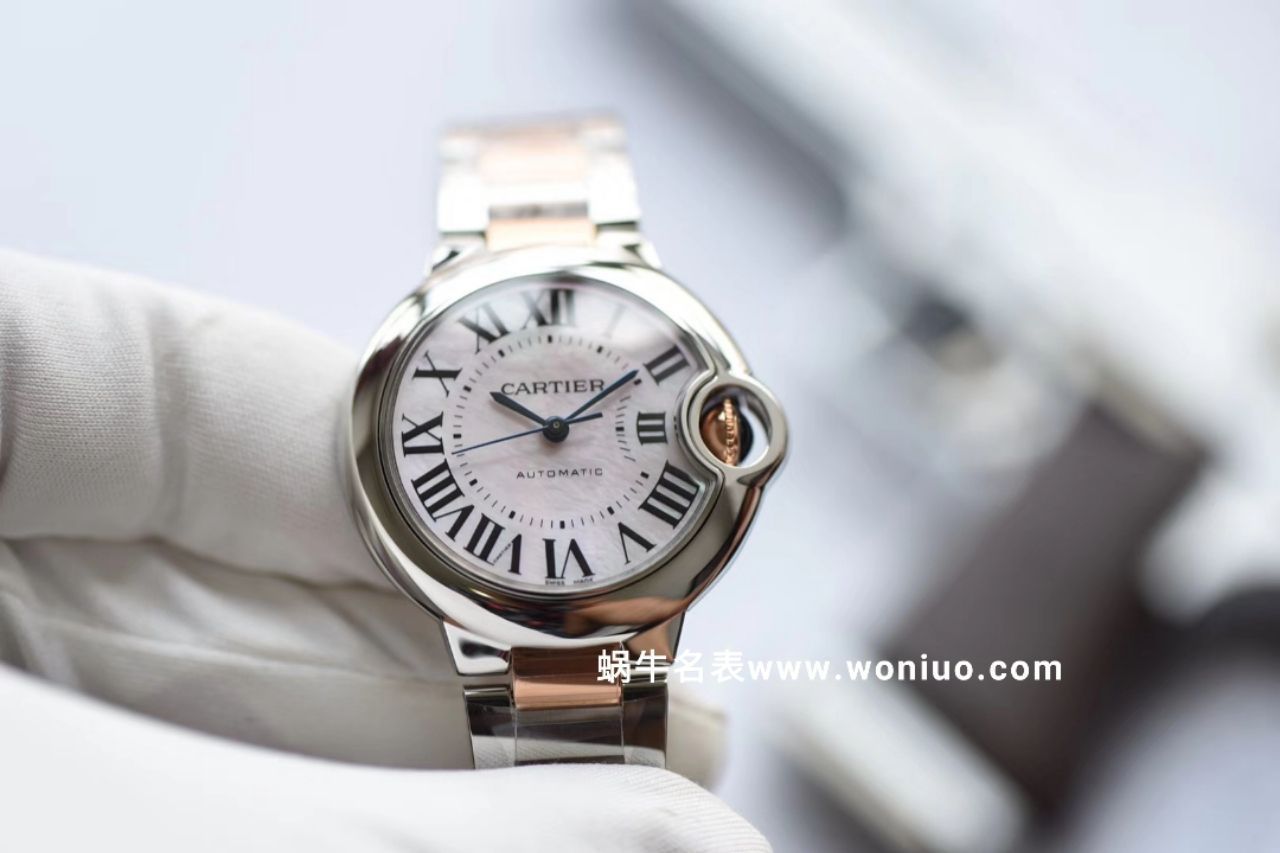 V6厂神器蓝气球新面～间玫瑰金贝母面 33mm直径机械女表 / K155