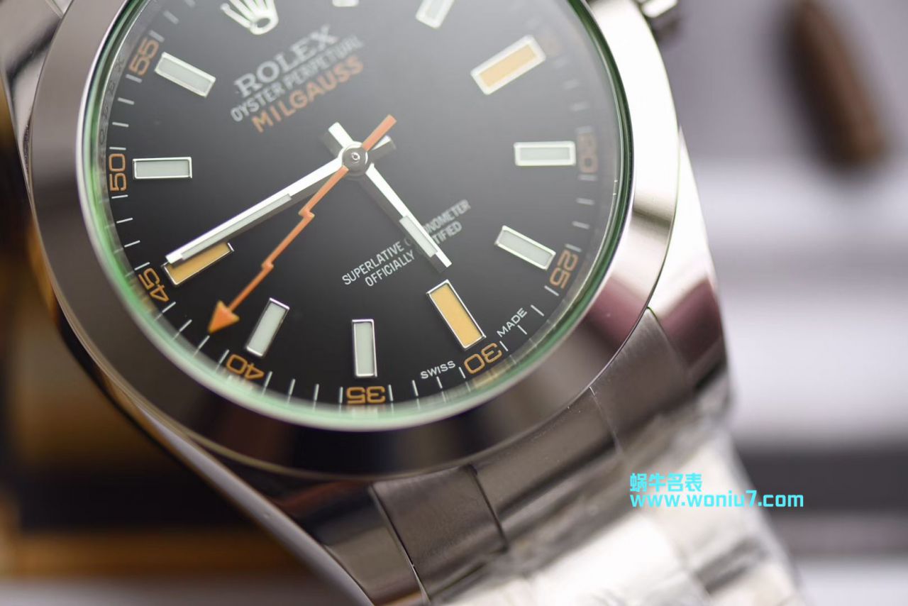 【DJ一比一超A顶级克隆高仿手表】劳力士MILGAUSS系列116400-GV-72400黑盘腕表(绿玻璃闪电) / R247