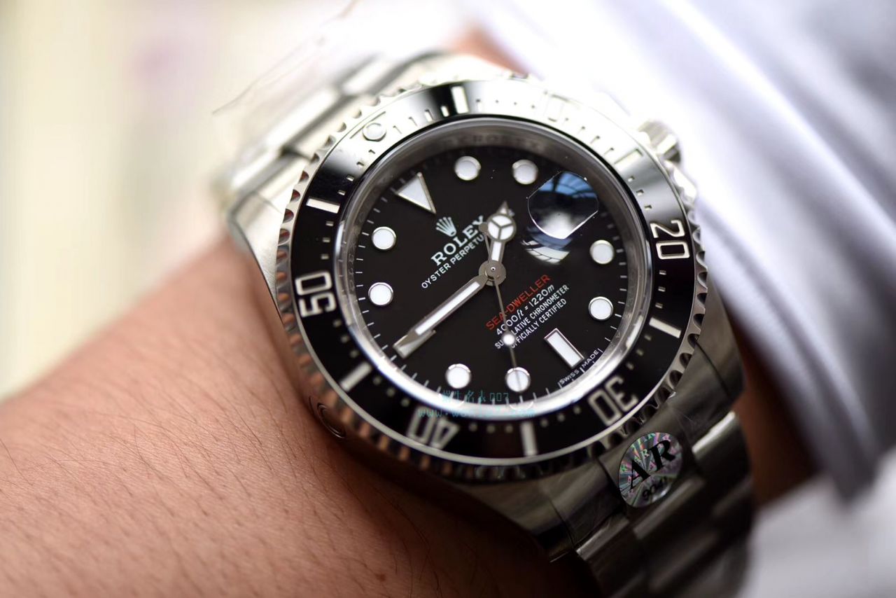 【独家视频评测AR一比一超A高仿手表】劳力士ROLEX海使型系列Rolex Sea-Dweller 50周年126600 单红43毫米腕表 / RBG194