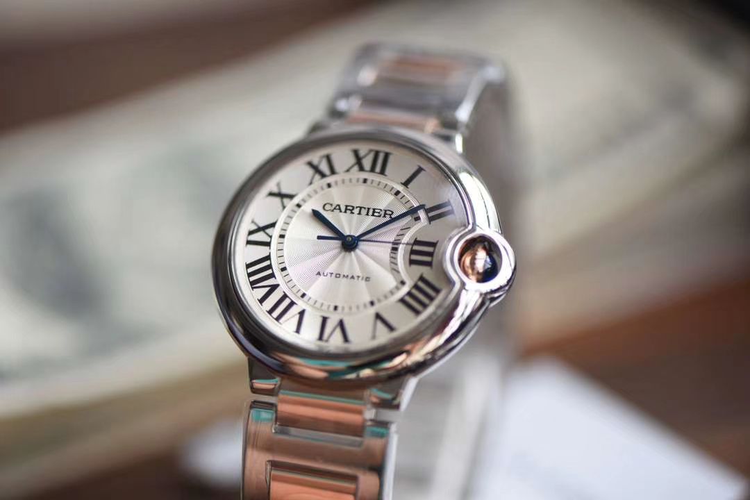 卡地亚蓝气球系列W2BB0003腕表36毫米玫瑰金女装【V9厂18K包金复刻高仿卡地亚蓝气球间金款】 / K206