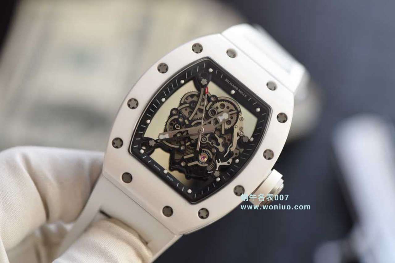 视频评测KV台湾厂一比一高仿最新巨作！RICHARD MILLE理查德米勒RM055白陶瓷白面橡胶带新款 / RM 055MM