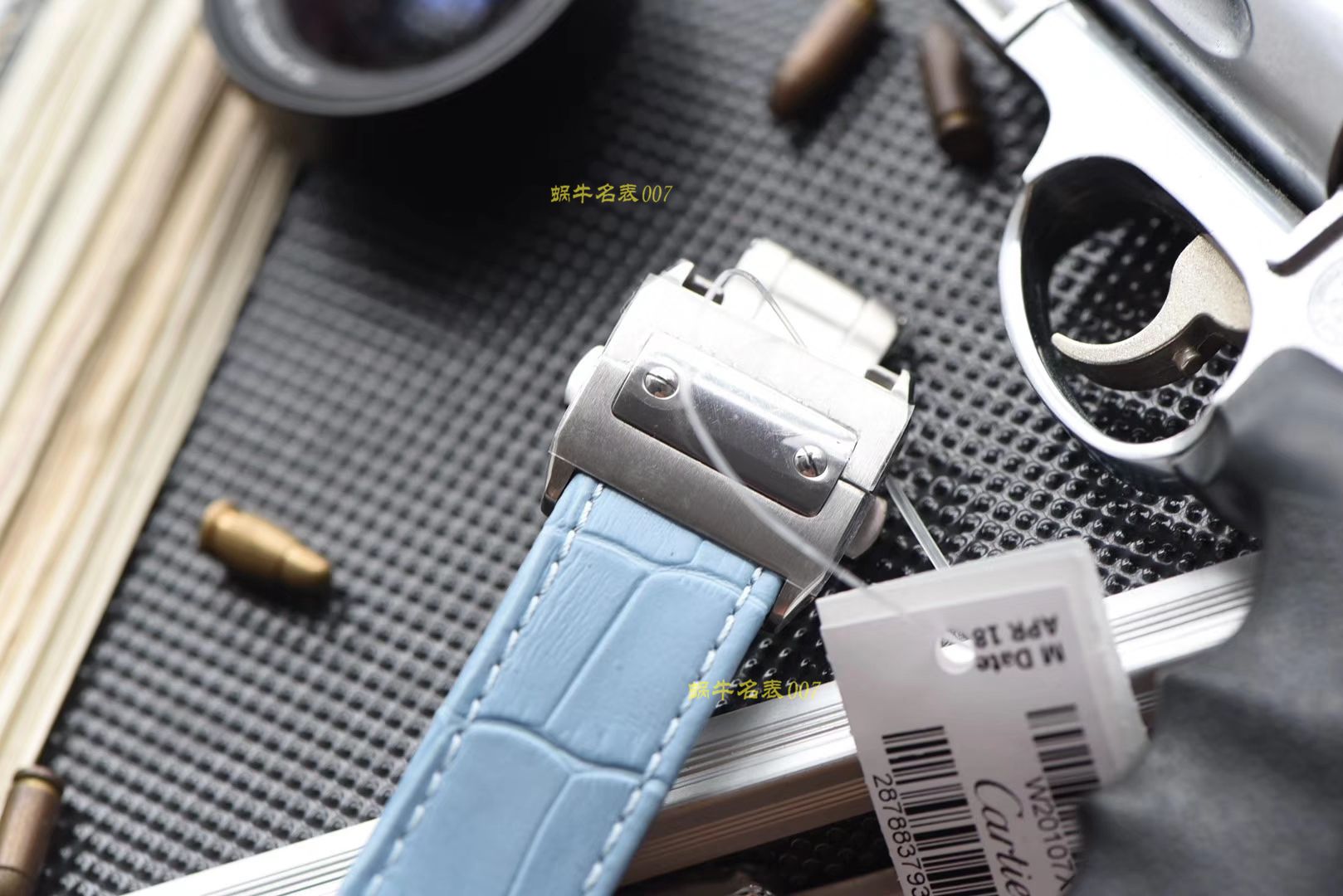 【视频评测】CARTIER卡地亚山度士W20106X8机械女士腕表（V6一比一超A高精仿搭配蓝面表带） / K216