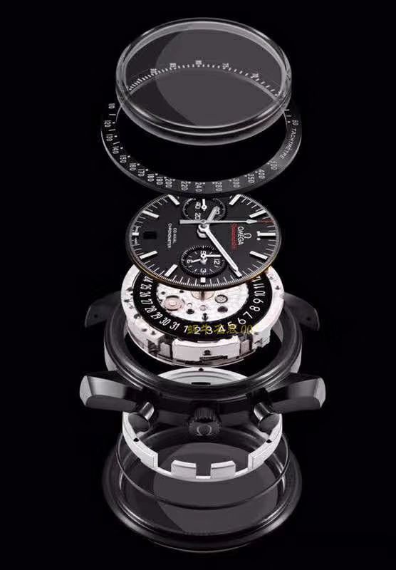 【视频评测OM厂一比一复刻高仿欧米茄月之暗面】OMEGA欧米茄超霸系列311.92.44.51.01.005腕表(墨黑) / M380