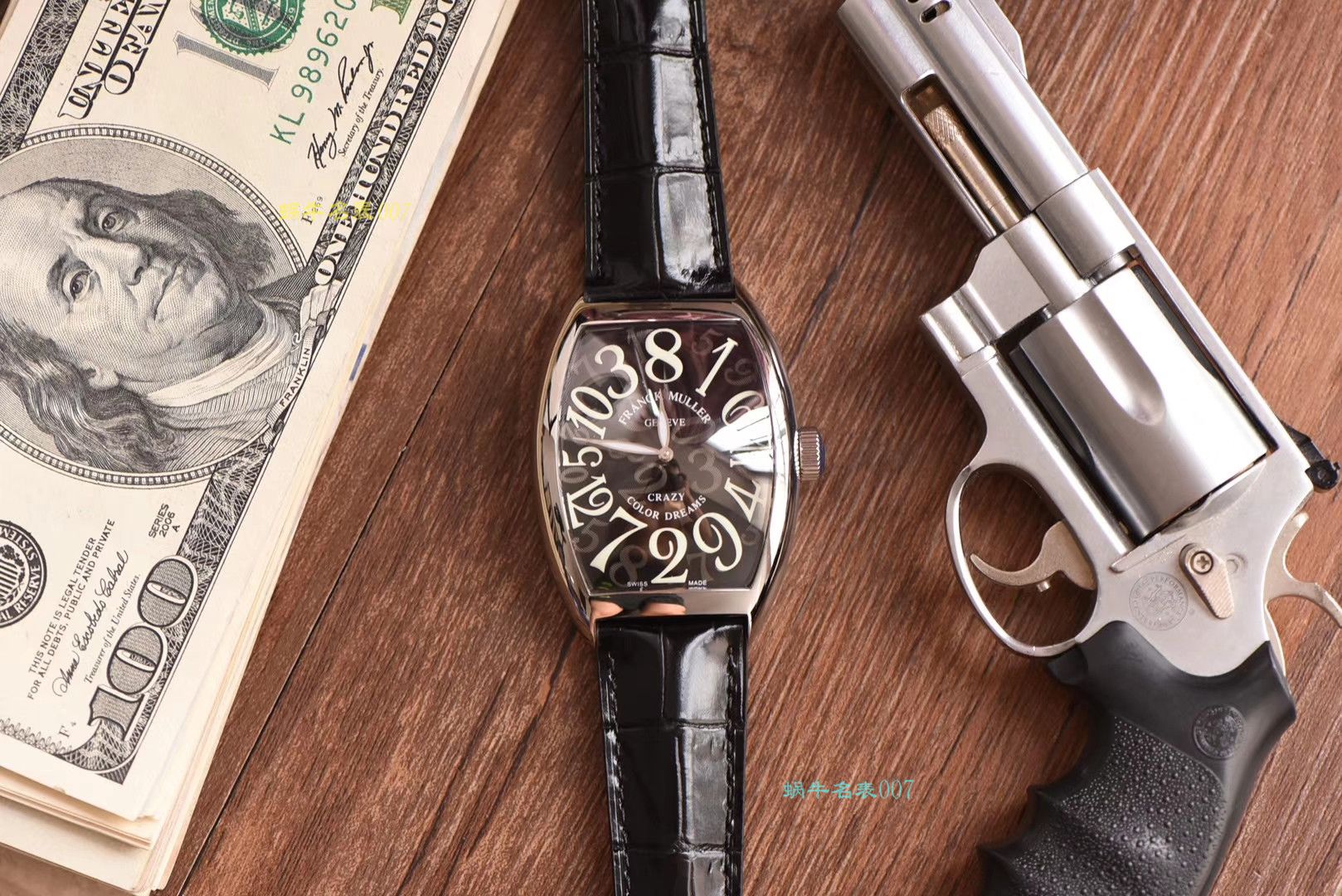 【台湾厂一比一精仿法兰克穆勒手表】法穆兰CRAZY HOURS 系列 8880 CH 白金表壳白面时标黑盘腕表 / FL039