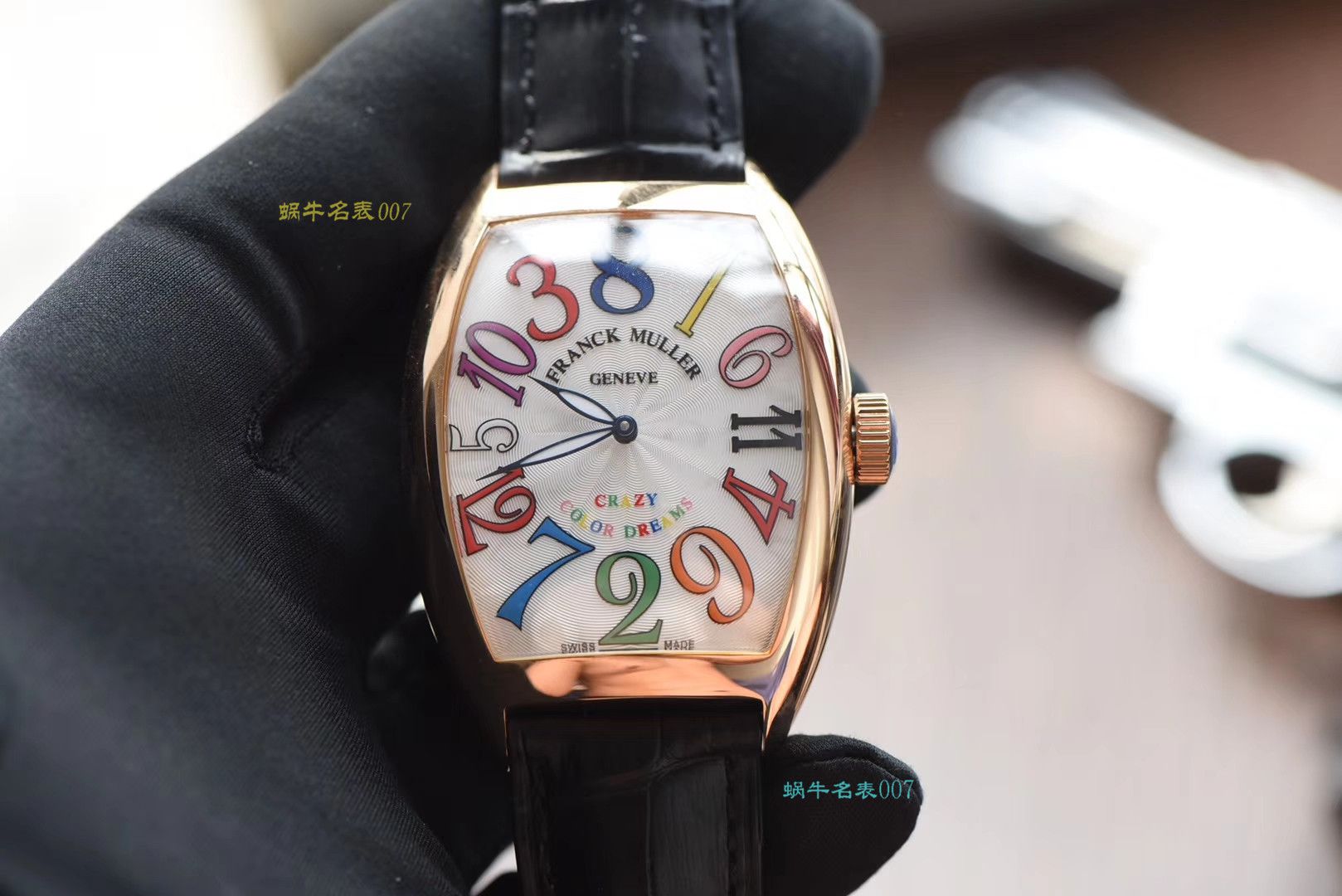 【台湾厂一比一精仿法兰克穆勒手表】法穆兰CRAZY HOURS 系列 8880 CH 白金表壳白面时标黑盘腕表 / FL039