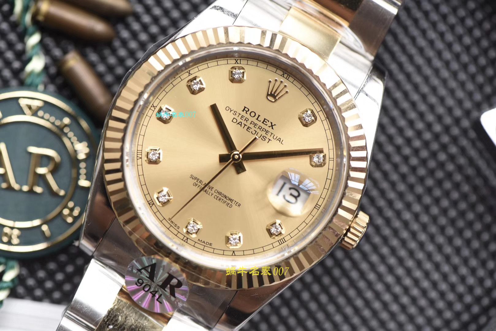 【视频评测AR厂官网劳力士41毫米间金日志】劳力士日志型高仿116333-72213 G香槟盘镶钻腕表 