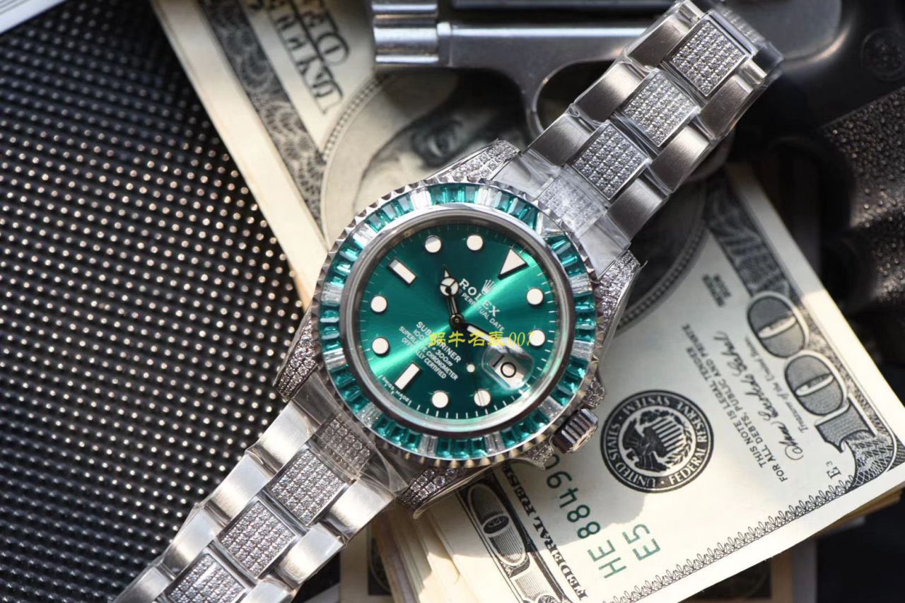 【LF厂顶级复刻劳力士高仿手表】LF帝皇定制版镶钻绿水鬼❗顶级绿钻水鬼 / R363