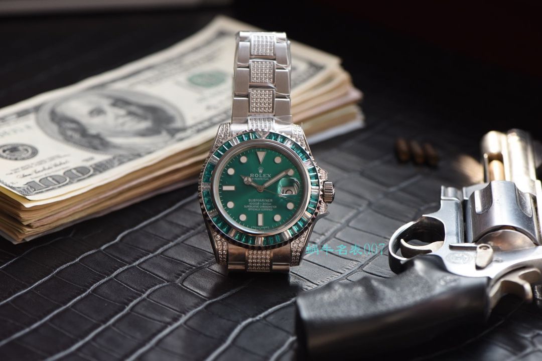 【LF厂顶级复刻劳力士高仿手表】LF帝皇定制版镶钻绿水鬼❗顶级绿钻水鬼 / R363