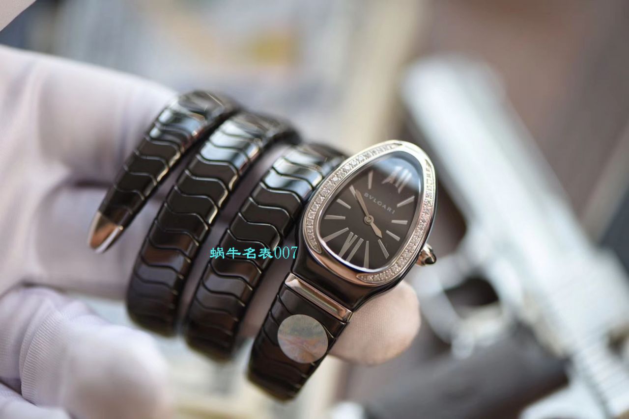 【BV厂BVLGARI复刻蛇形女表】宝格丽SERPENTI系列102734，102613 SPC35WGDWCGD1.1T白面黑面陶瓷腕表 / BG029