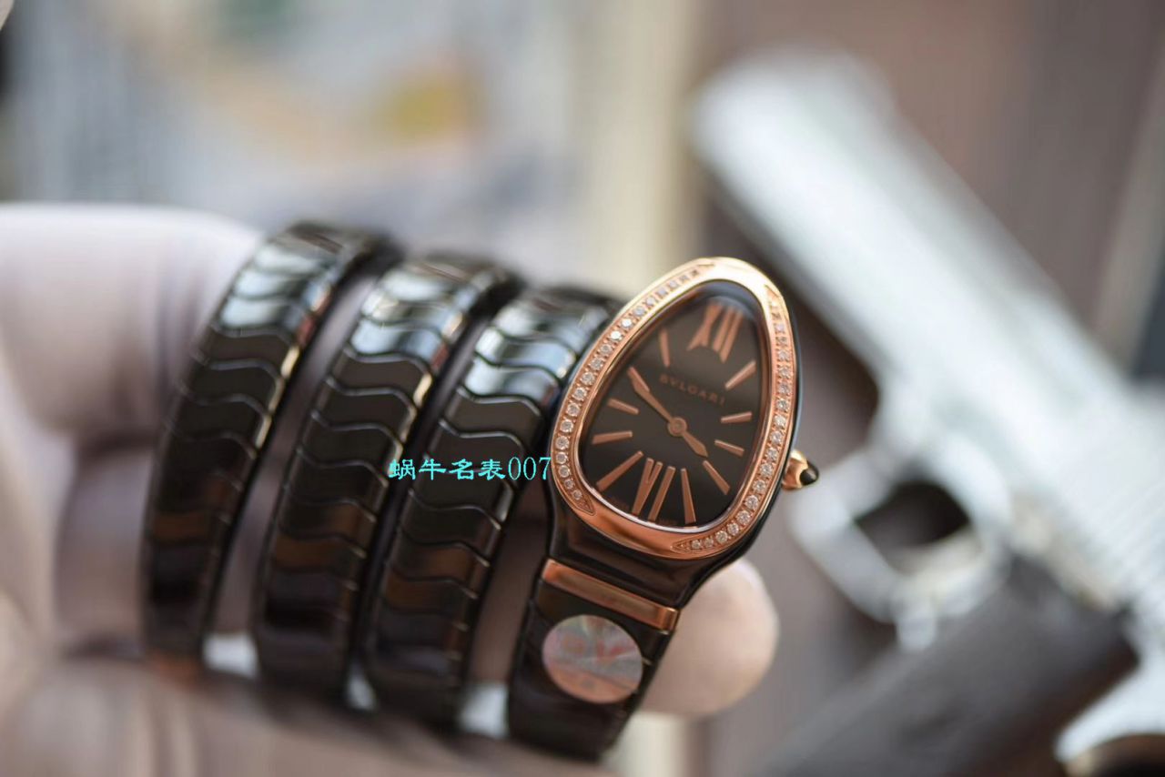 【BV厂BVLGARI复刻蛇形女表】宝格丽SERPENTI系列102734，102613 SPC35WGDWCGD1.1T白面黑面陶瓷腕表 / BG029