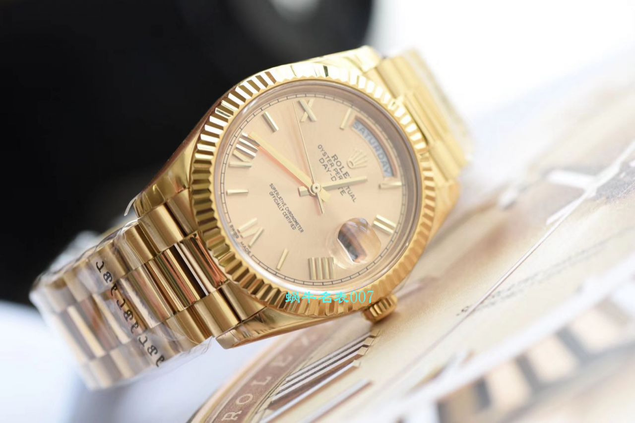 【EW厂Rolex复刻高仿表】劳力士星期日历型系列218238-83218 香槟面表盘腕表 / R382