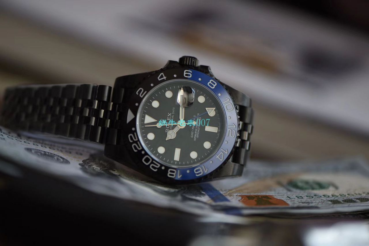 【LF厂顶级复刻高仿手表】Batman定制版劳力士格林尼治Rolex GMT-Master II M126710blnr-0002 / R502