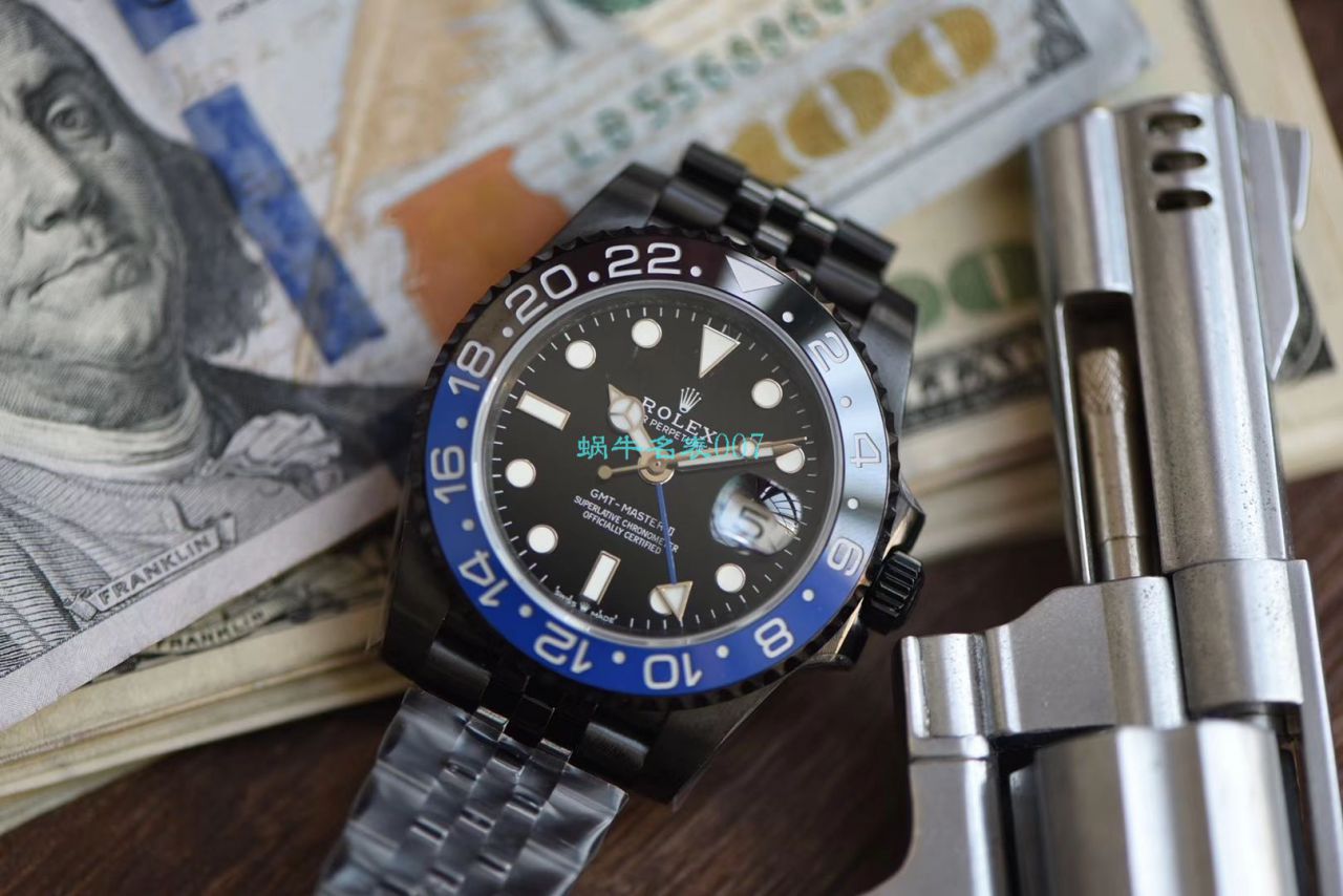 【LF厂顶级复刻高仿手表】Batman定制版劳力士格林尼治Rolex GMT-Master II M126710blnr-0002 / R502