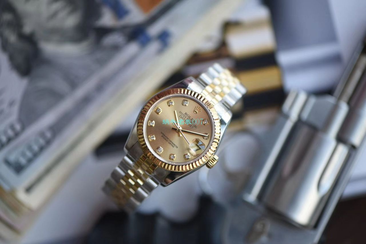【台湾厂复刻高仿ROLEX女表】劳力士女装日志型31毫米系列178273香槟盘腕表 / R510